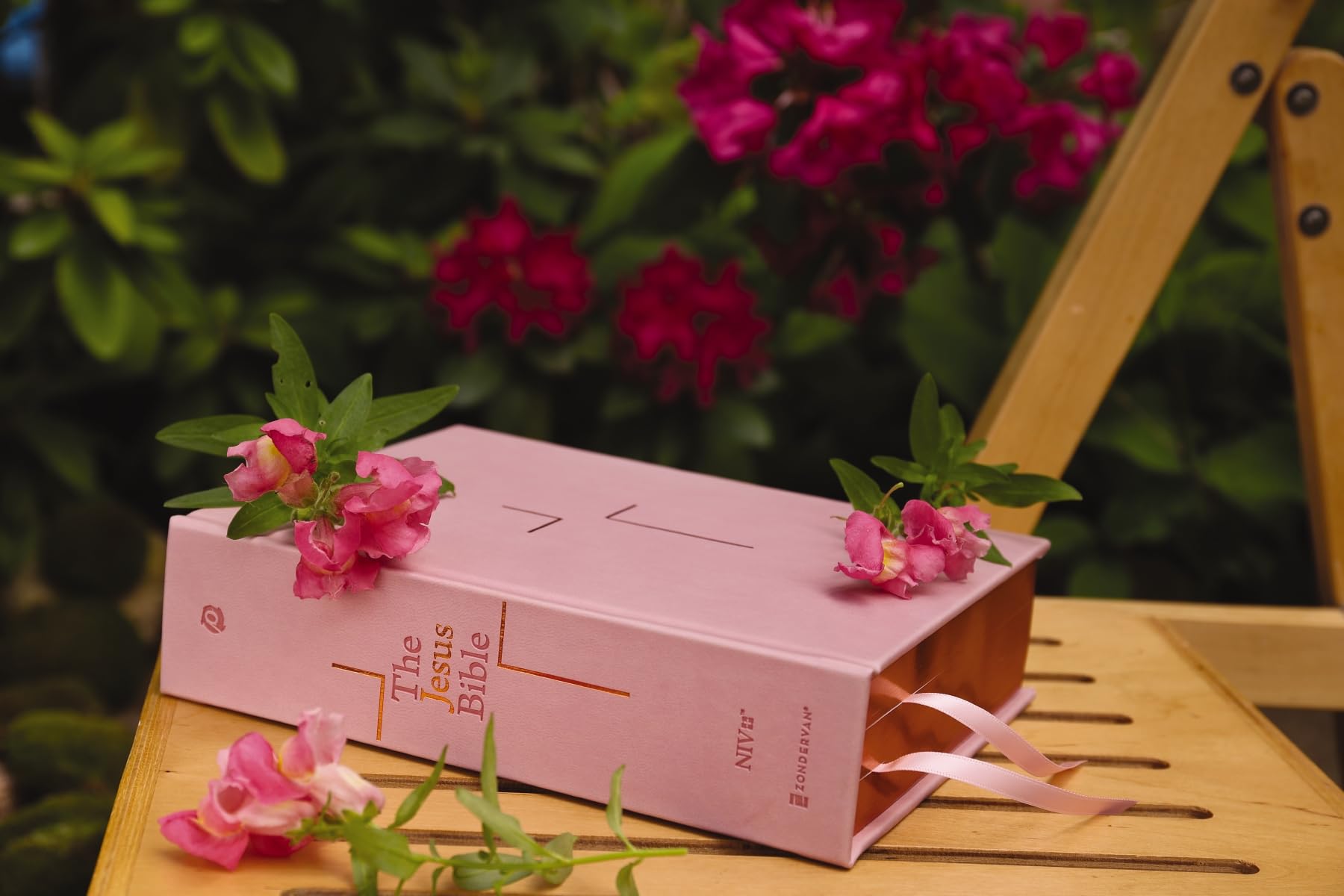 The Jesus Bible, NIV Edition, Leathersoft over Board, Pink, Comfort Print: Sixty-Six Books. One Story. All About One Name.