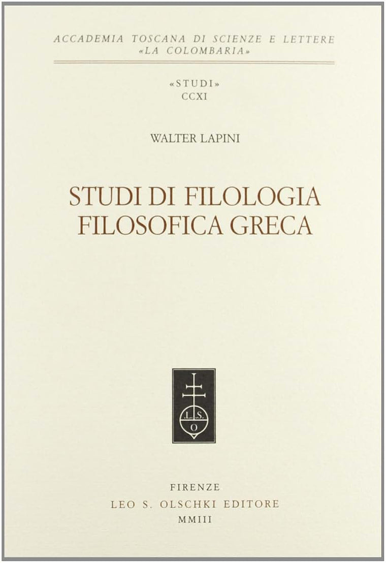 STUDI DI FILOLOGIA FILOSOFICA GRECA