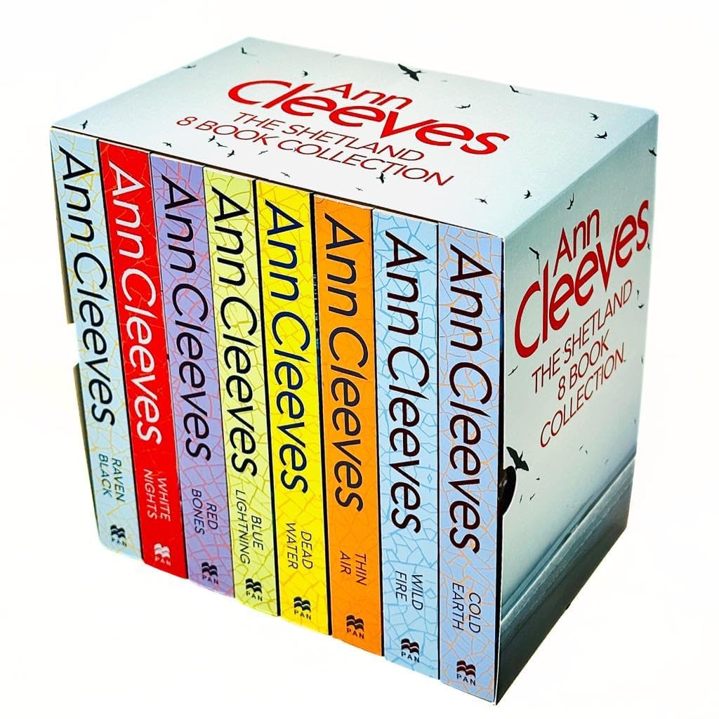 Ann Cleeves Shetland Series 8 Books Collection Set (Raven Black, White Nights, Red Bones, Blue Lightning, Dead Water, Thin Air, Cold Earth, Wild Fire)