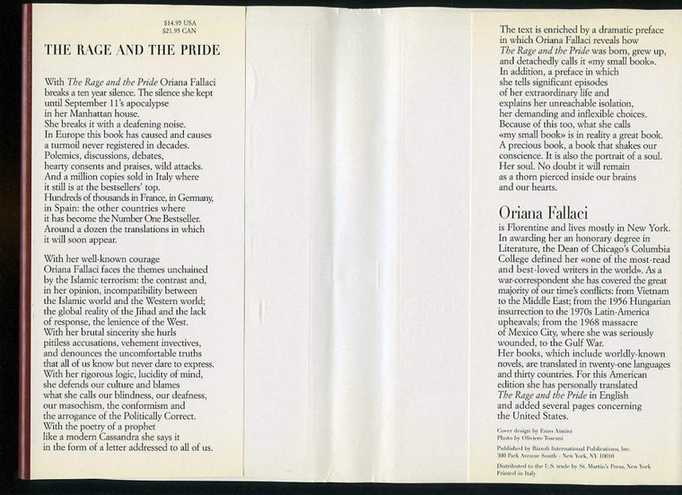 The Rage and the Pride — back cover