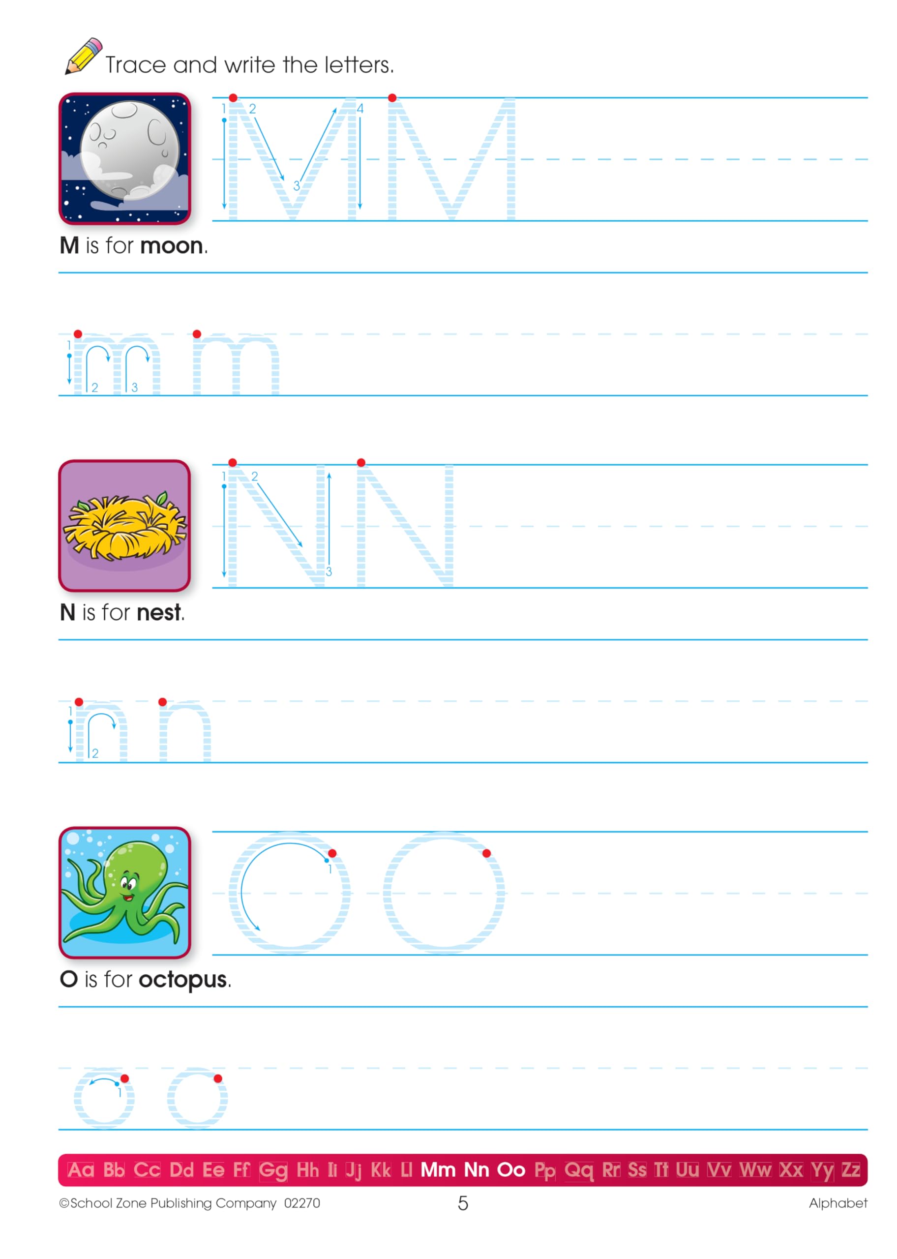 School Zone Alphabet Workbook: 64 Pages, Pre-K, Preschool, ABC's, Letters, Tracing, Alphabetical Order, Ages 3 to 5 (Get Ready! Book Series)