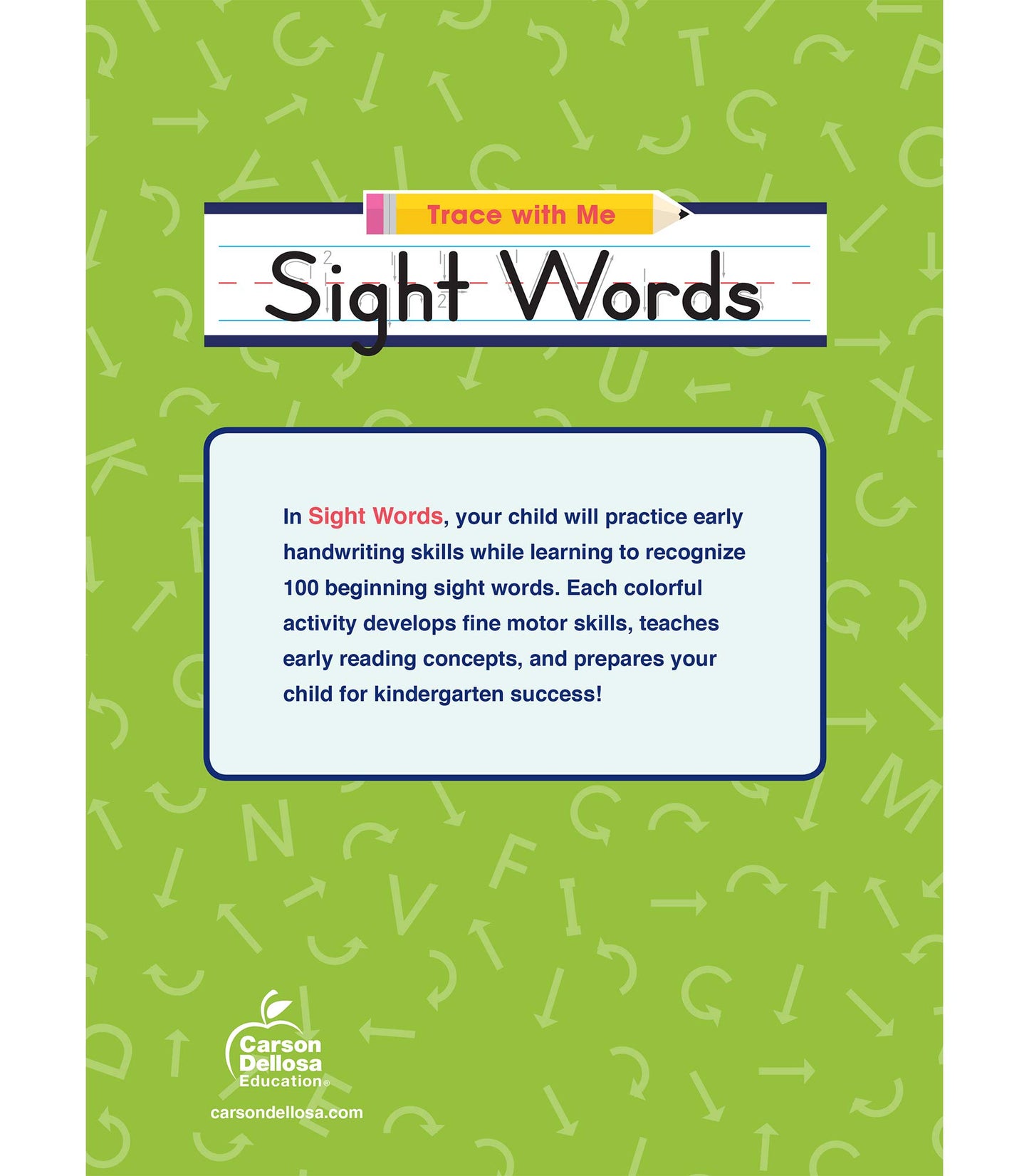 Carson Dellosa Trace With Me: Sight Words Handwriting Workbook for Kids Ages 3+, Sight Words Handwriting Practice for Preschool, Kindergarten, 1st Grade, 2nd Grade, PreK+ Phonics & Writing Practice