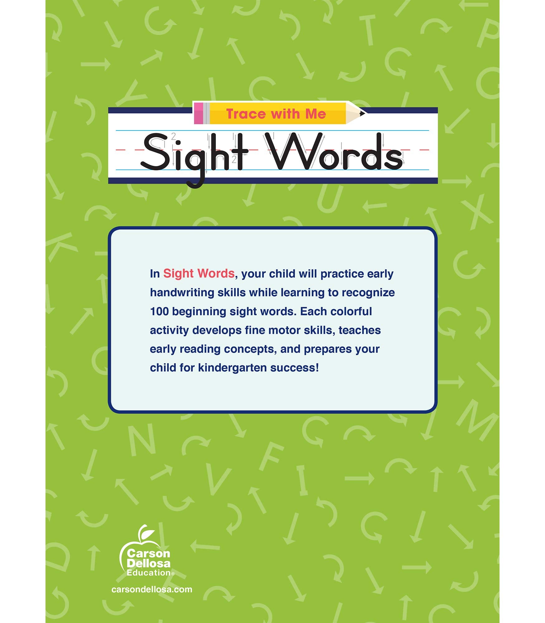 Carson Dellosa Trace With Me: Sight Words Handwriting Workbook for Kids Ages 3+, Sight Words Handwriting Practice for Preschool, Kindergarten, 1st Grade, 2nd Grade, PreK+ Phonics & Writing Practice