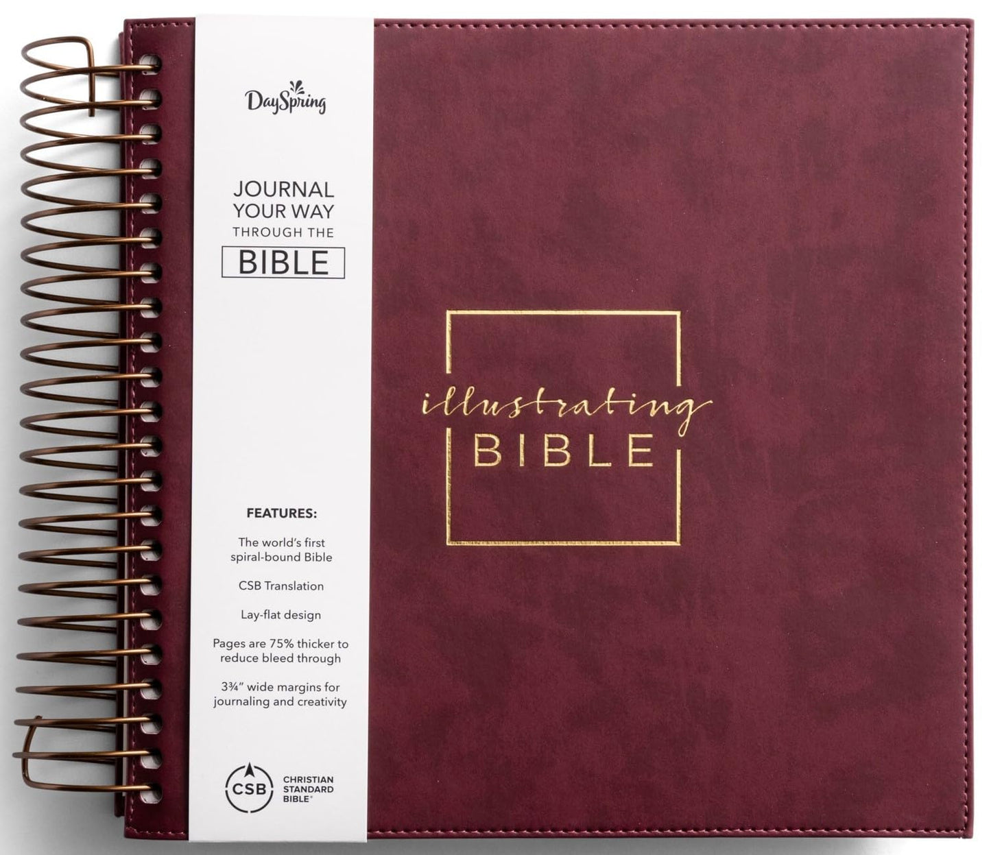 Illustrating Bible CSB - Spiral Bound Bible Journal, Cranberry
