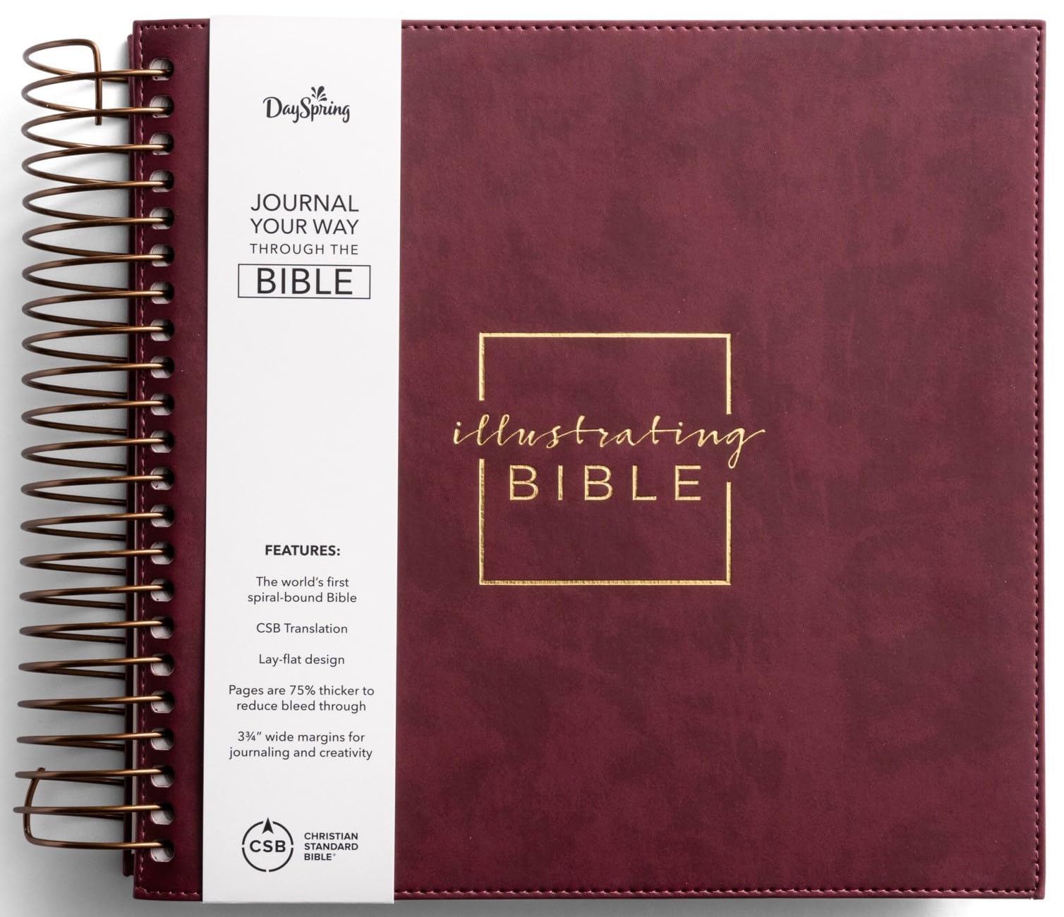 Illustrating Bible CSB - Spiral Bound Bible Journal, Cranberry