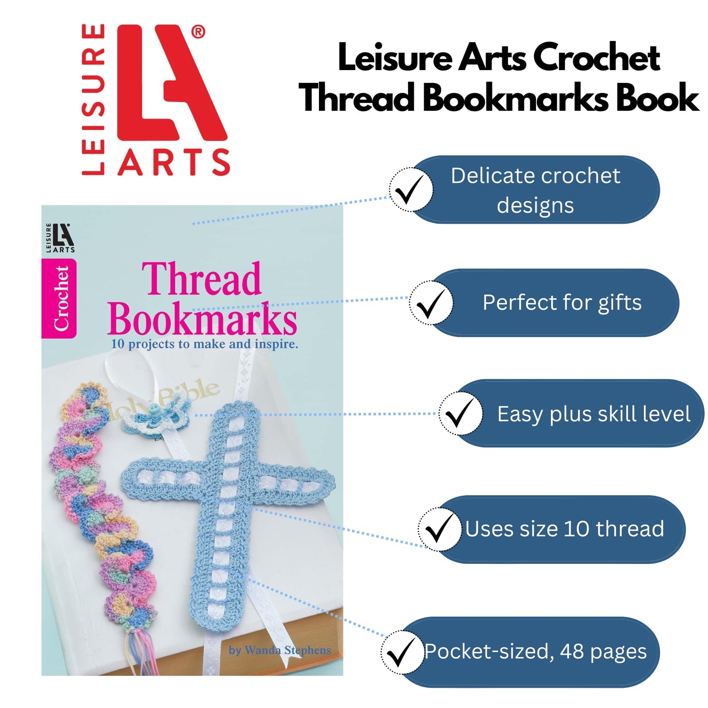 Leisure Arts Crochet Thread Bookmarks Book
