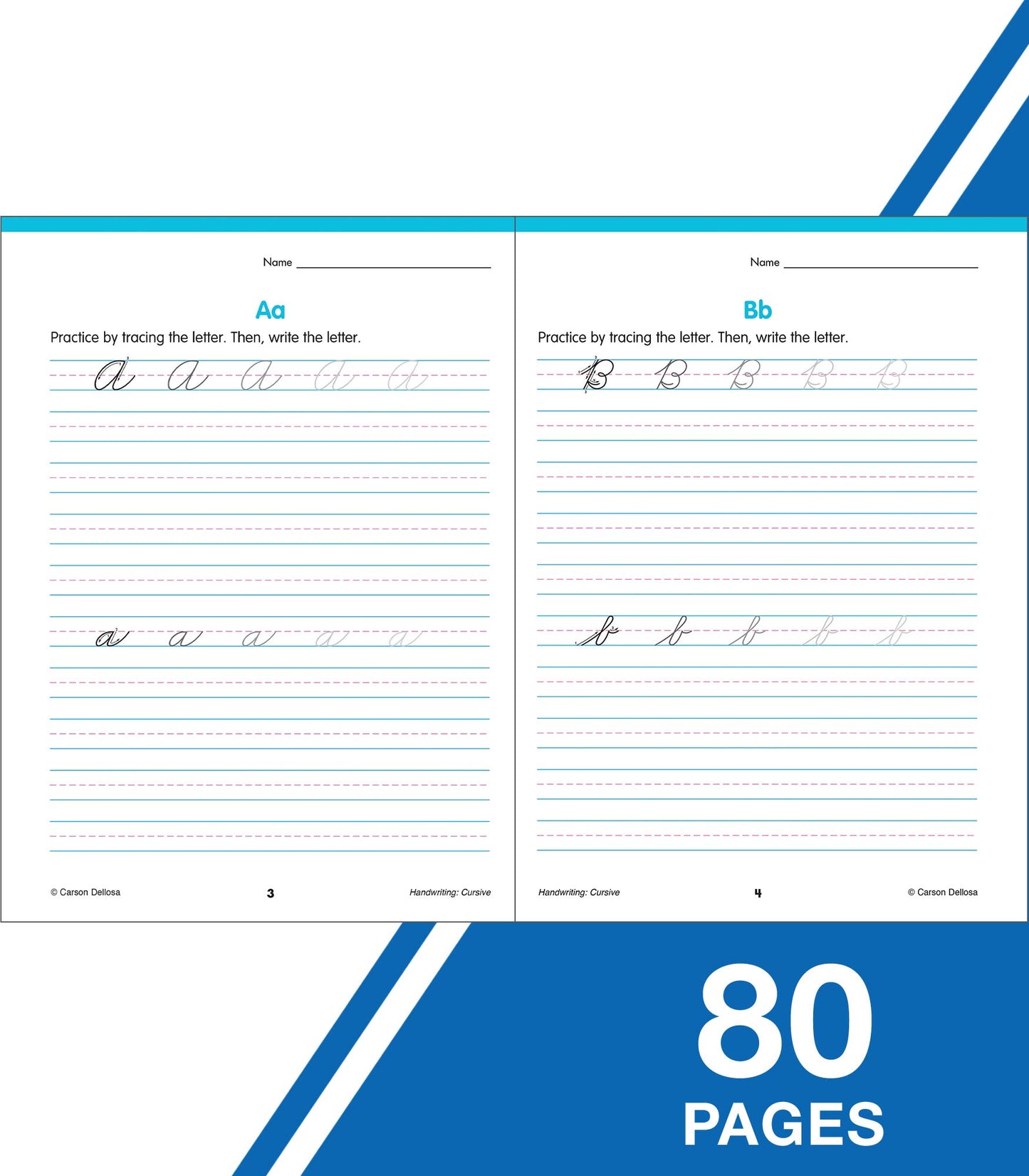 Carson Dellosa Grades 2-5 Cursive Handwriting Workbook, Writing Book With Sight Words, Sentences, and Letter Tracing Activities, Classroom or Homeschool Curriculum