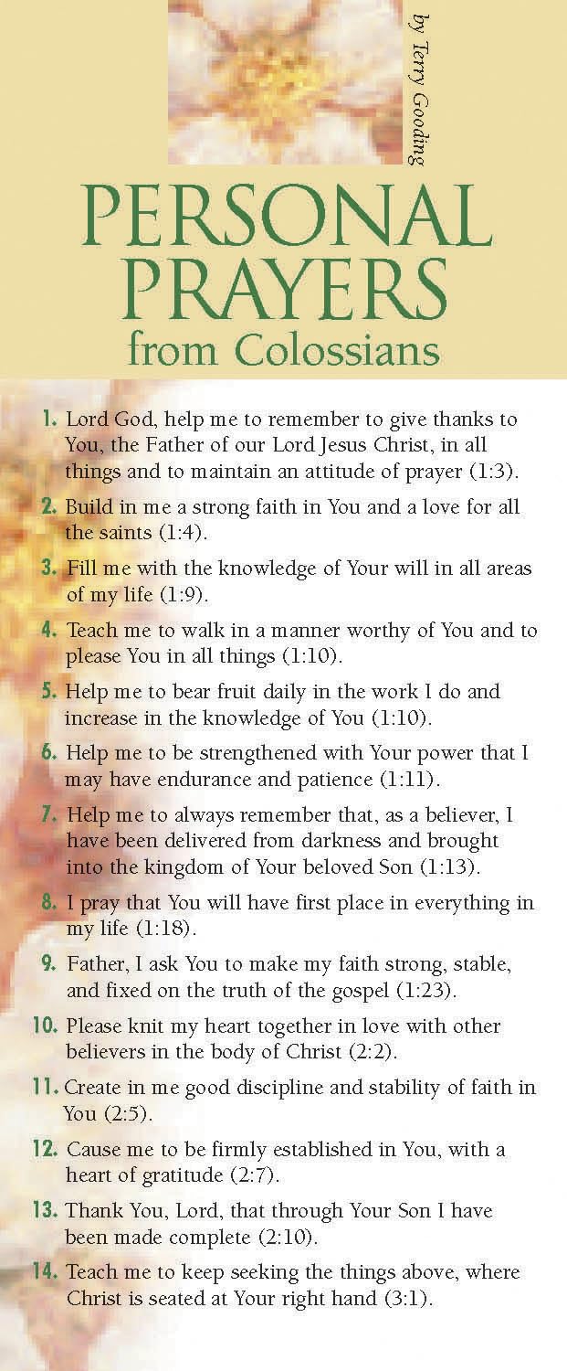 Personal Prayers from Colossians 50-pack (Prayer Cards)
