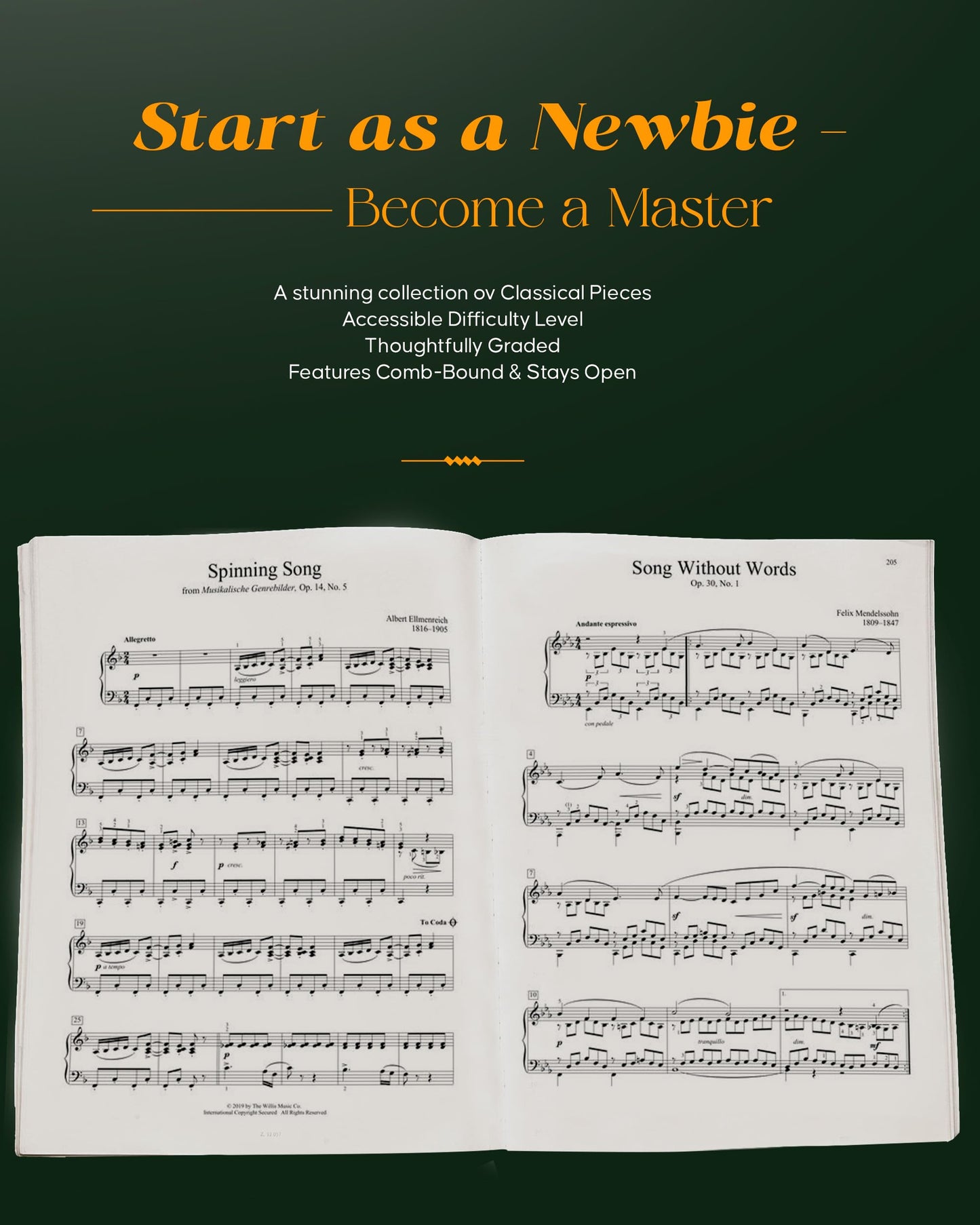 The Classical Piano Solos Collection: 106 Graded Pieces from Baroque to the 20th C. Compiled & Edited by P. Low, S. Schumann, C. Siagian - Classical Piano Sheet Music Book for Teachers and Students