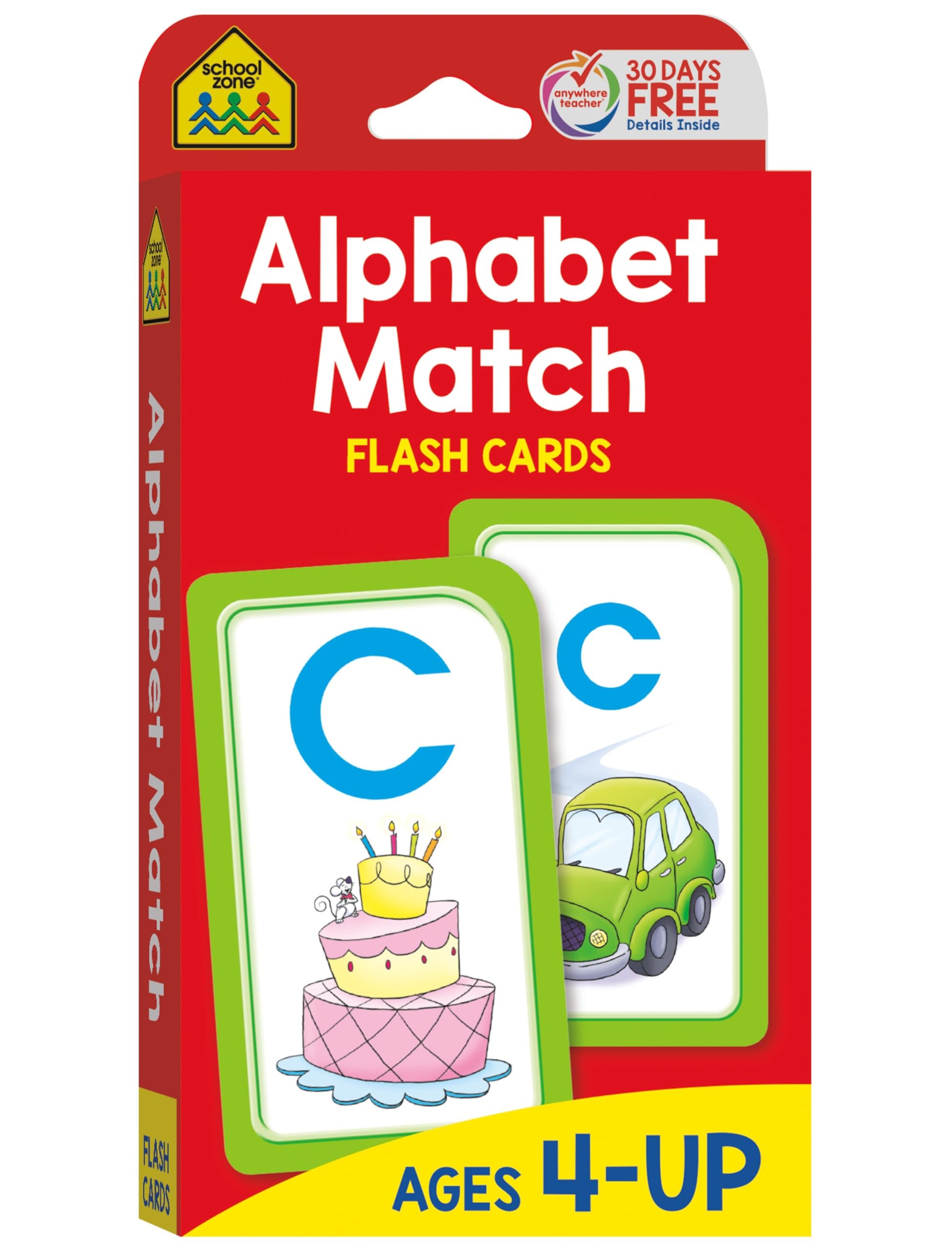 School Zone Alphabet Match Flash Cards: 56 Cards, Preschool, Kindergarten, ABC's, Letters, Matching, Beginning Sounds, Letter-Picture Recognition, Ages 4+