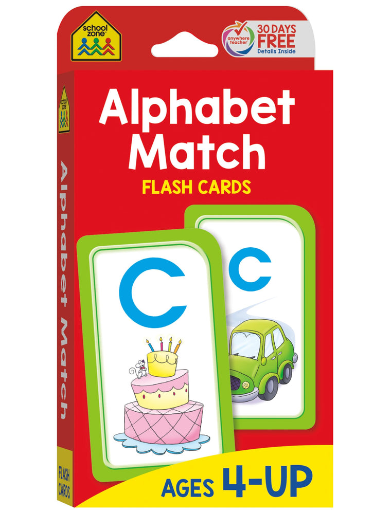 School Zone Alphabet Match Flash Cards: 56 Cards, Preschool, Kindergarten, ABC's, Letters, Matching, Beginning Sounds, Letter-Picture Recognition, Ages 4+