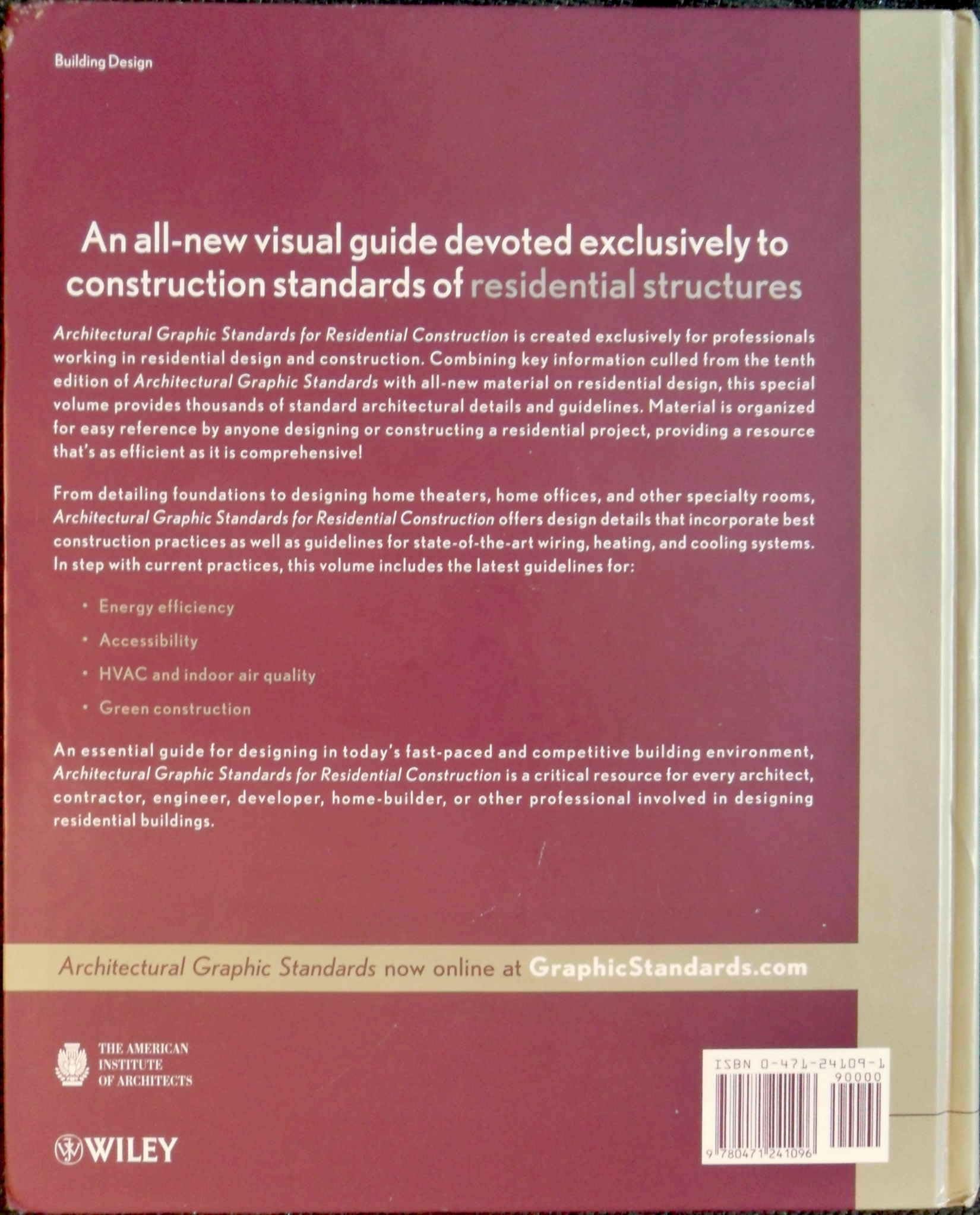 Architectural Graphic Standards for Residential Construction: The Architect's and Builder's Guide to Design, Planning, and Construction Details (Ramsey/Sleeper Architectural Graphic Standards Series)