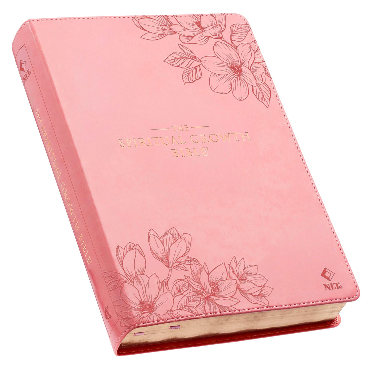 The Spiritual Growth Bible, Study Bible, NLT - New Living Translation Holy Bible, Faux Leather, Pink Floral (NLT Spiritual Growth Editions)