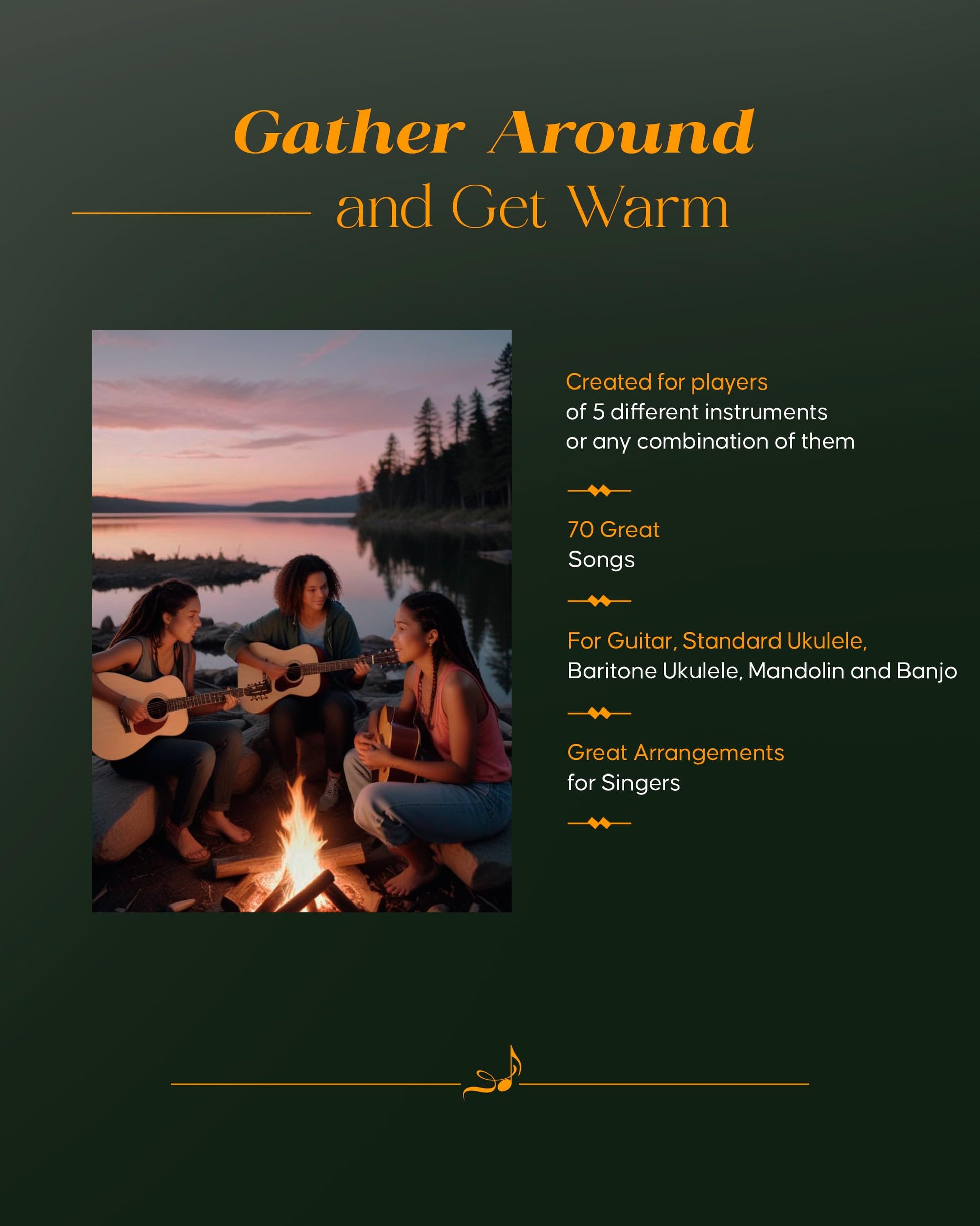 Campfire Songs - Strum Together  Folk Songbook with 70 Favorites for Guitar,Ukulele, Mandolin and Banjo  Easy Chord Sheet Music with Lyrics  Acoustic Songbook for Group Play and Music Learning