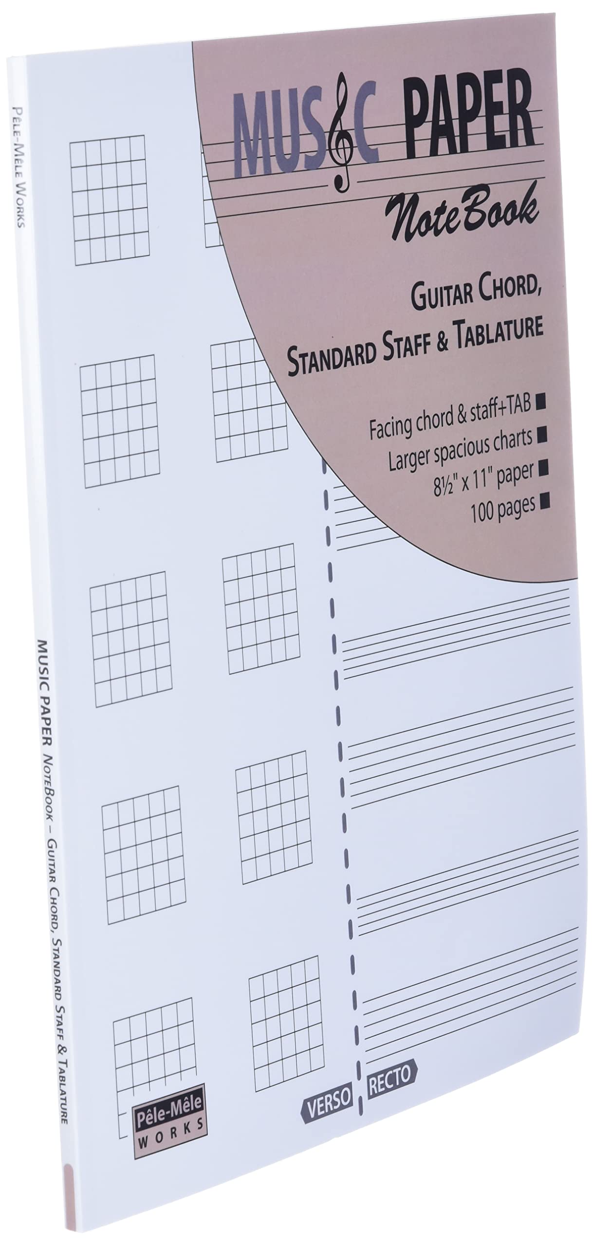 MUSIC PAPER NoteBook - Guitar Chord, Staff & Tablature
