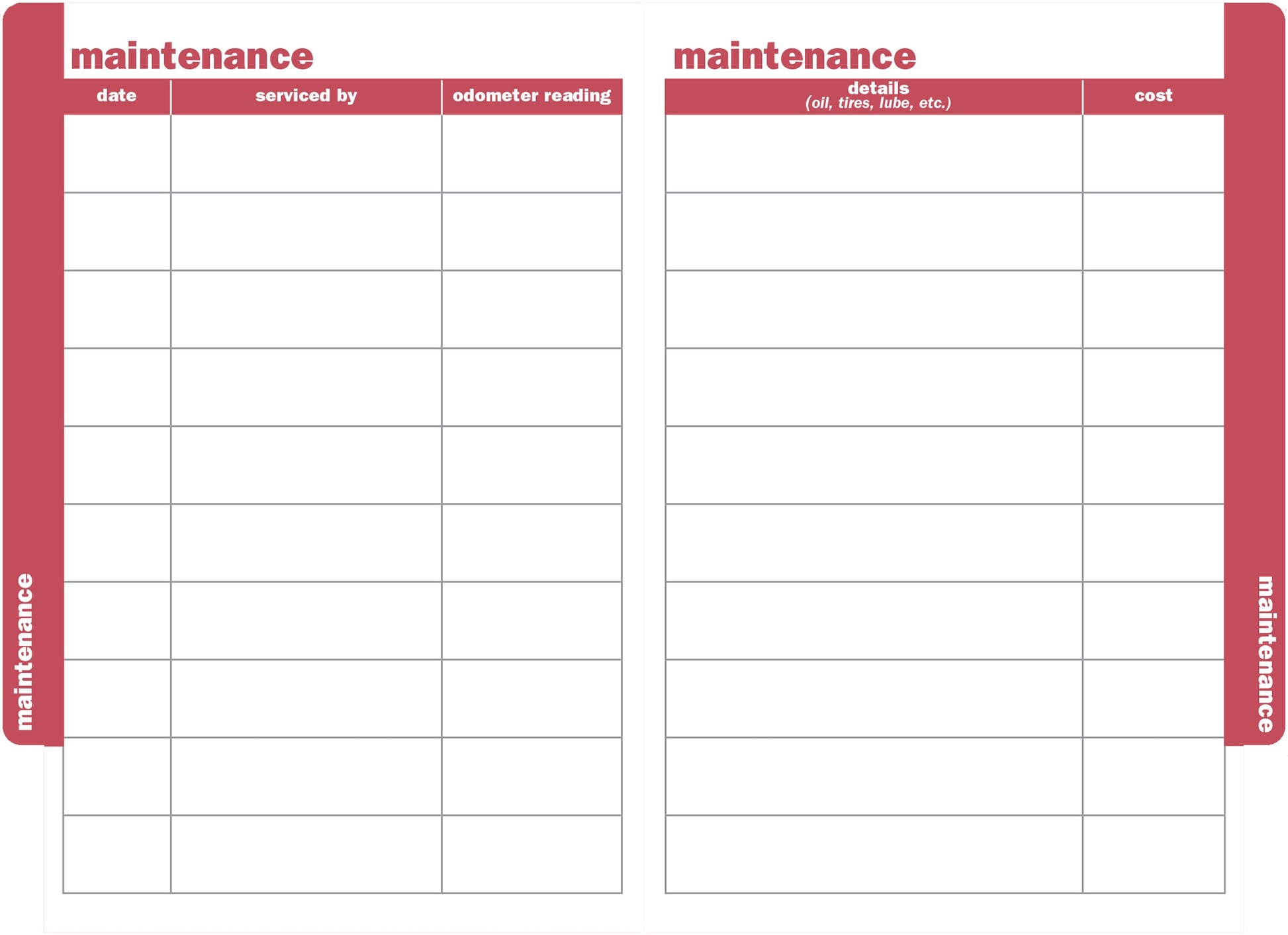 Auto Log Book (Mileage, Maintenance, and Expense Tracker)