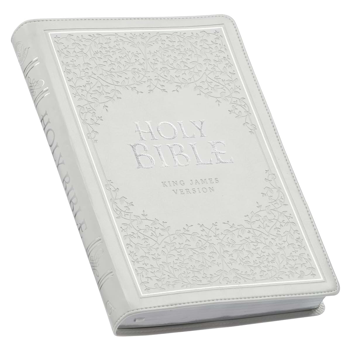 KJV Holy Bible, Thinline Large Print Faux Leather Red Letter Edition Thumb Index & Ribbon Marker, King James Version, White (KJV Thinline LP Editions)