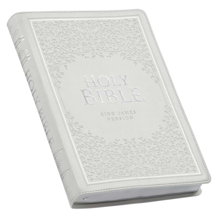 KJV Holy Bible, Thinline Large Print Faux Leather Red Letter Edition Thumb Index & Ribbon Marker, King James Version, White (KJV Thinline LP Editions)