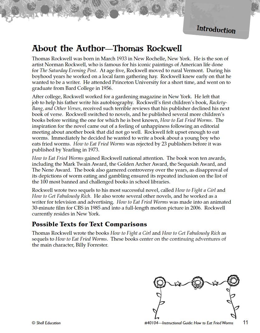 How to Eat Fried Worms: An Instructional Guide for Literature - Novel Study Guide for Elementary School Literature with Close Reading and Writing Activities (Great Works Classroom Resource)