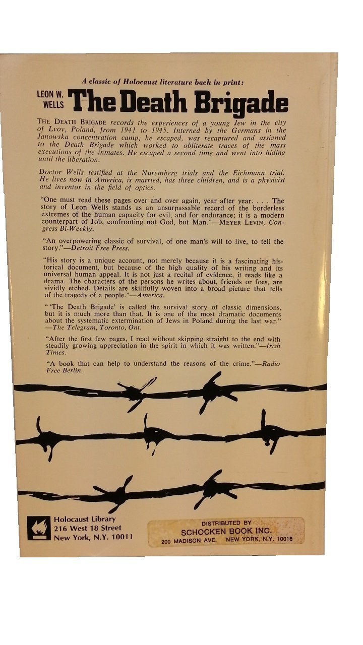 The Death Brigade (The Janowska Road) — back cover