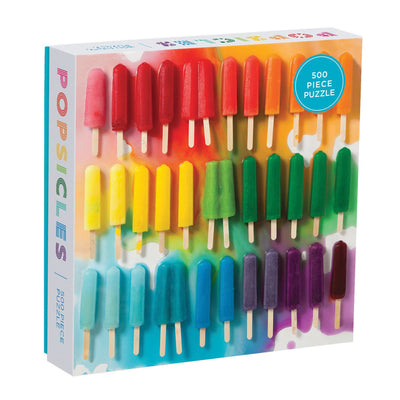 Galison Rainbow Popsicle - 500 Piece Julie Seabrook Jigsaw Puzzle Featuring Beautiful Artwork of Popsicles Melting Rainbow