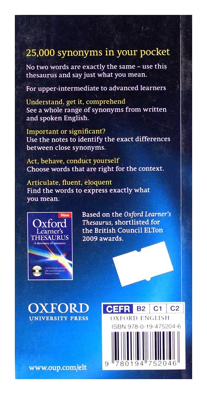 Oxford Learner's Pocket Thesaurus: A dictionary of synonyms for learners of English.