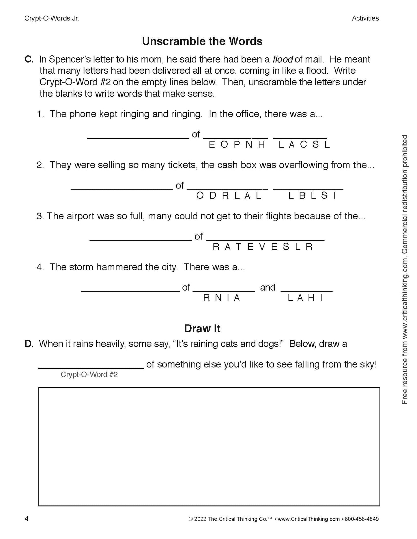 Crypt-O-Words Jr. - "Caught, not Taught" Vocabulary through Thinking Activities Kids Workbook (Grades 2-5)