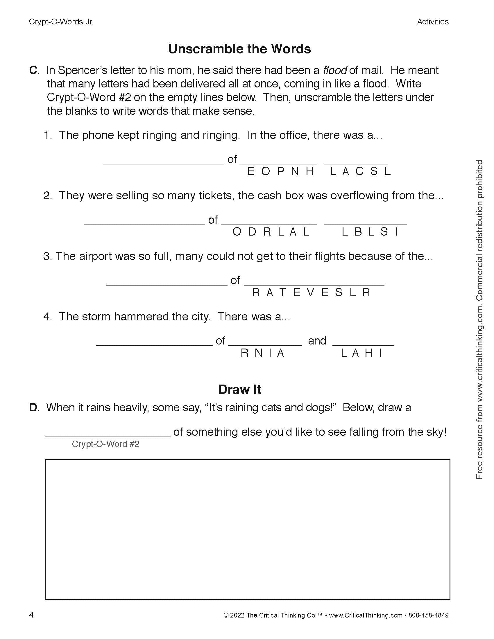 Crypt-O-Words Jr. - "Caught, not Taught" Vocabulary through Thinking Activities Kids Workbook (Grades 2-5)