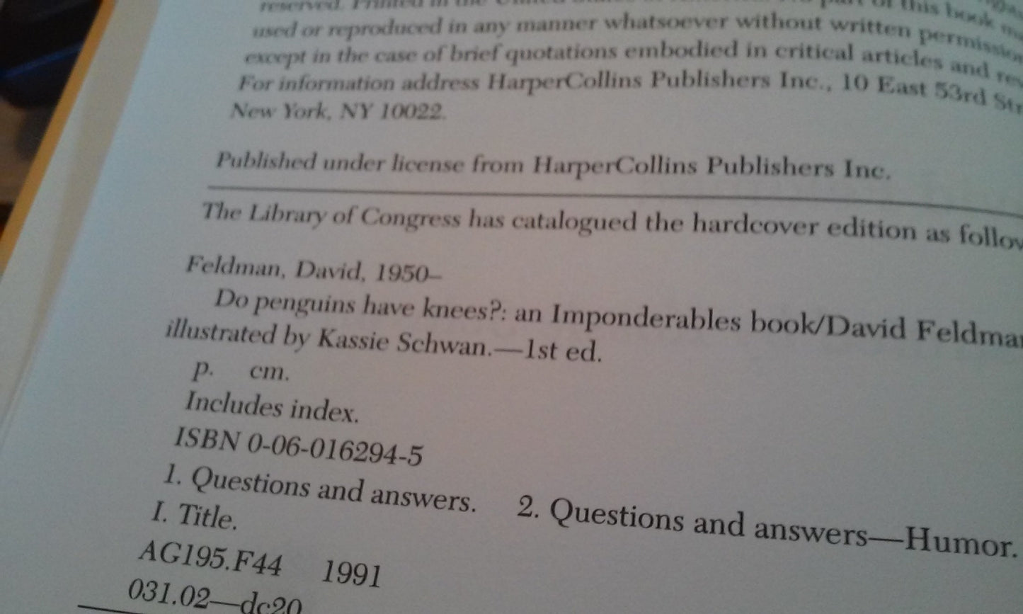Do Penguins Have Knees?: An Imponderables Book