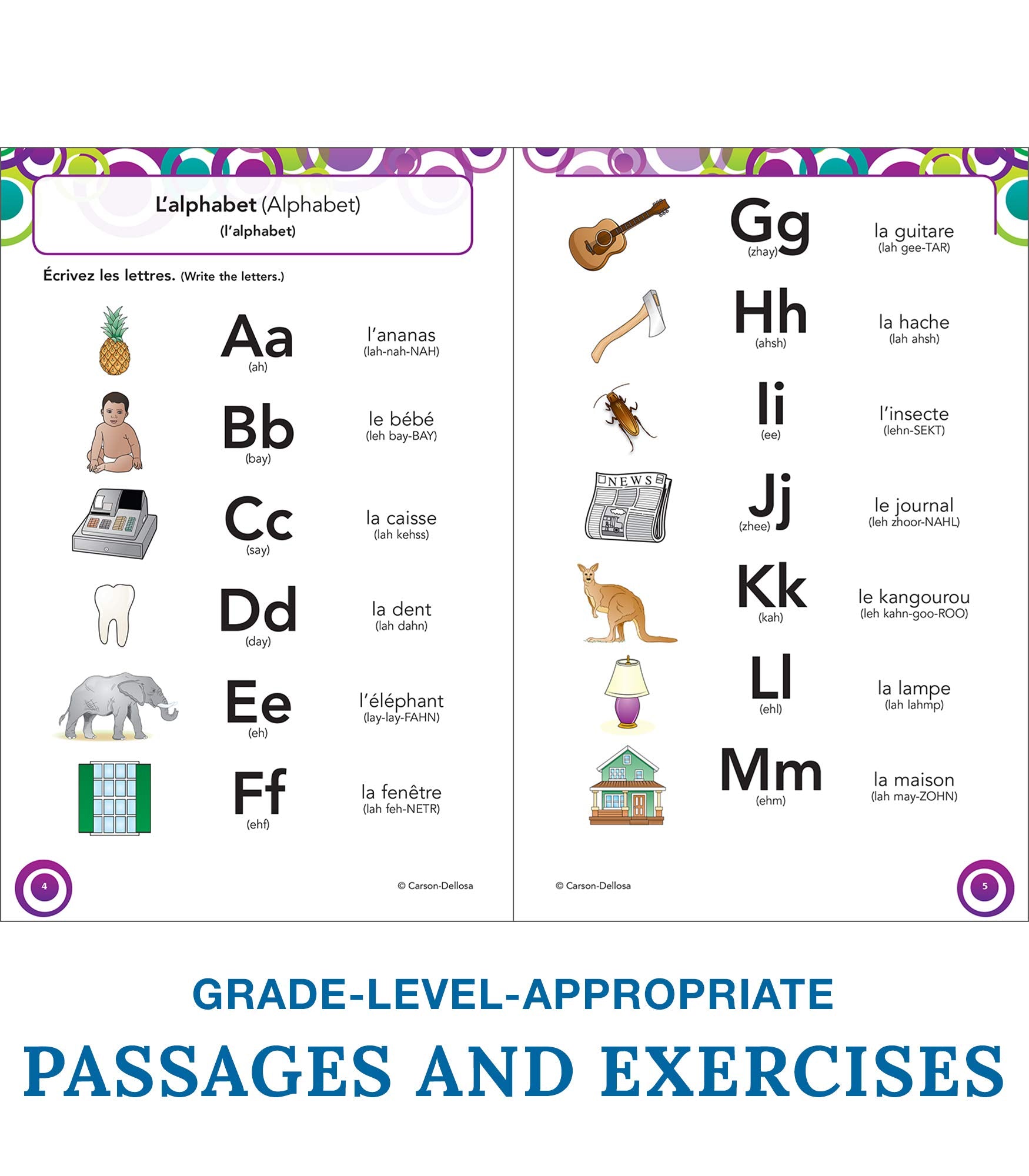 Carson Dellosa Skill Builders K-5 French Workbook, Alphabet, Vocabulary, Numbers, Geography, and More, Kindergarten to 5th Grade Classroom or Homeschool Curriculum