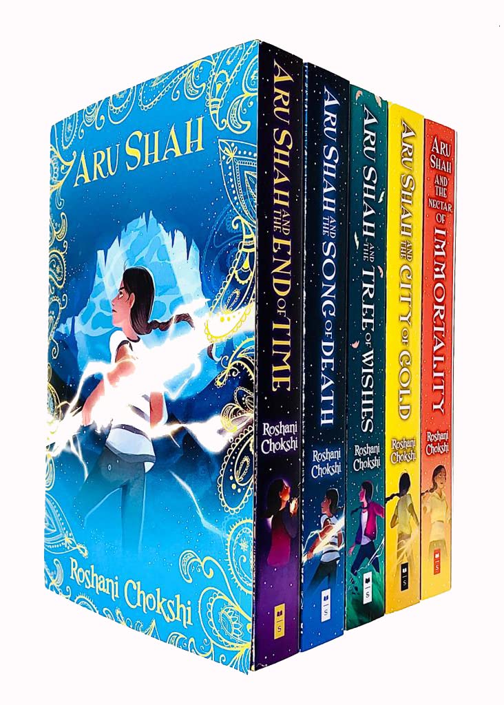 Pandava Rick Riordan Presents Aru Shah Series Books 1 - 5 Collection by Roshani Chokshi (End of Time, Song of Death, Tree of Wishes, City of Gold & Nectar of Immortality)
