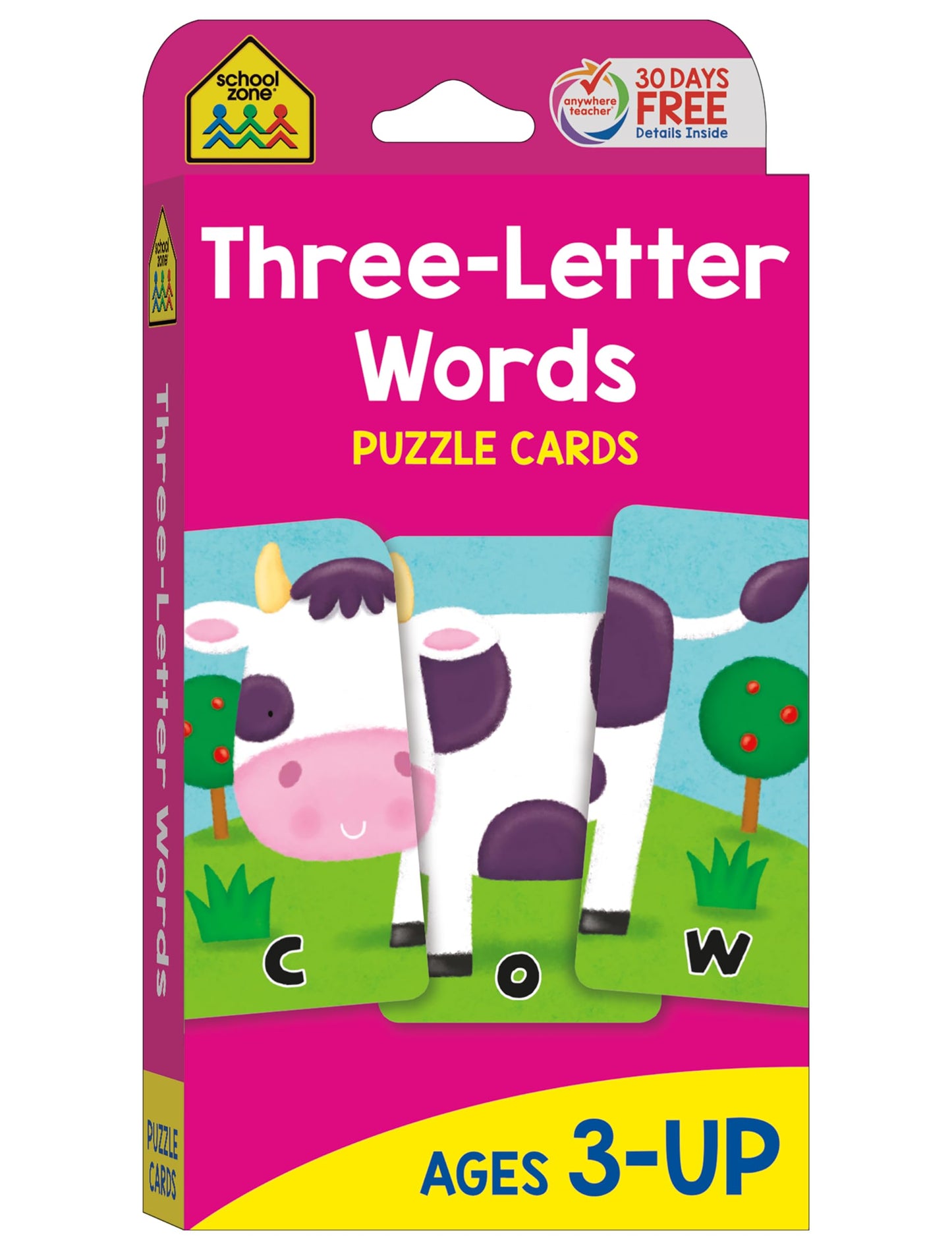 School Zone Three-Letter Words Puzzle Cards: 56 Flash Cards, Toddler, Preschool, Kindergarten, Letter Recognition, Spell Words, Spelling, Word-Picture Recognition, Ages 3+, Packaging May Vary