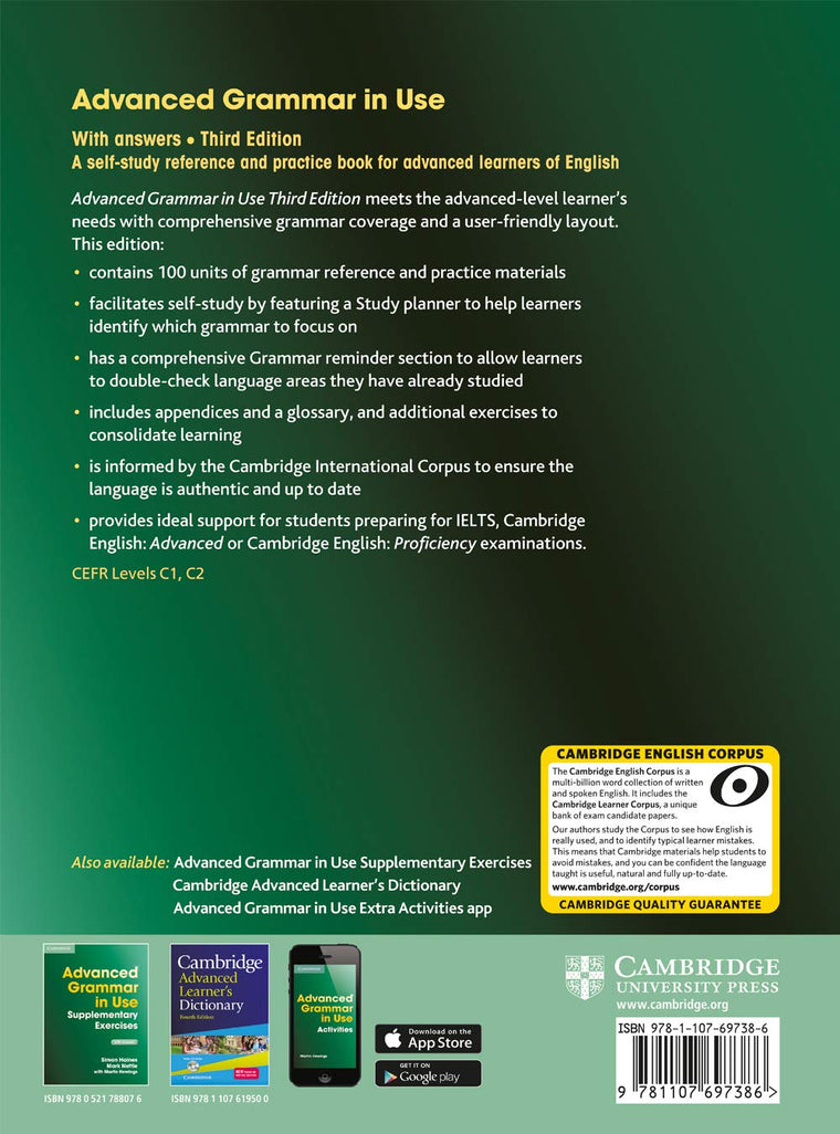 Advanced Grammar in Use with Answers: A Self-Study Reference and Practice Book for Advanced Learners of English — back cover