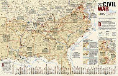National Geographic Battles of the Civil War Wall Map - Laminated (35.75 x 23.25 in) (National Geographic Reference Map)