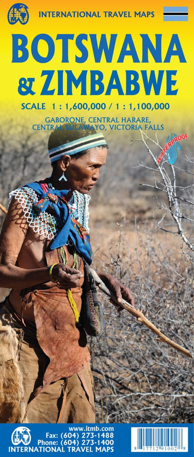 Botswana & Zimbabwe Travel Reference Waterproof Map