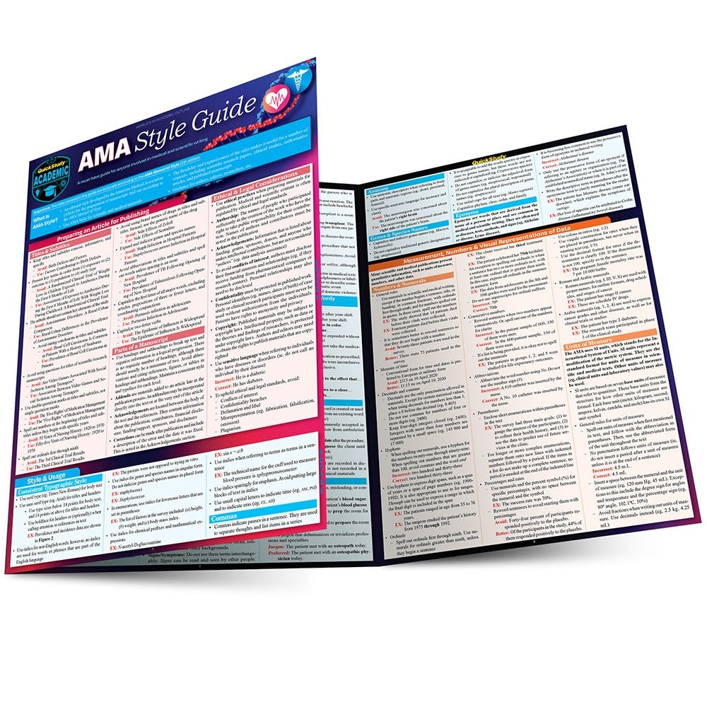 AMA Style Guide for Science & Medical Writing: QuickStudy Laminated Reference Guide