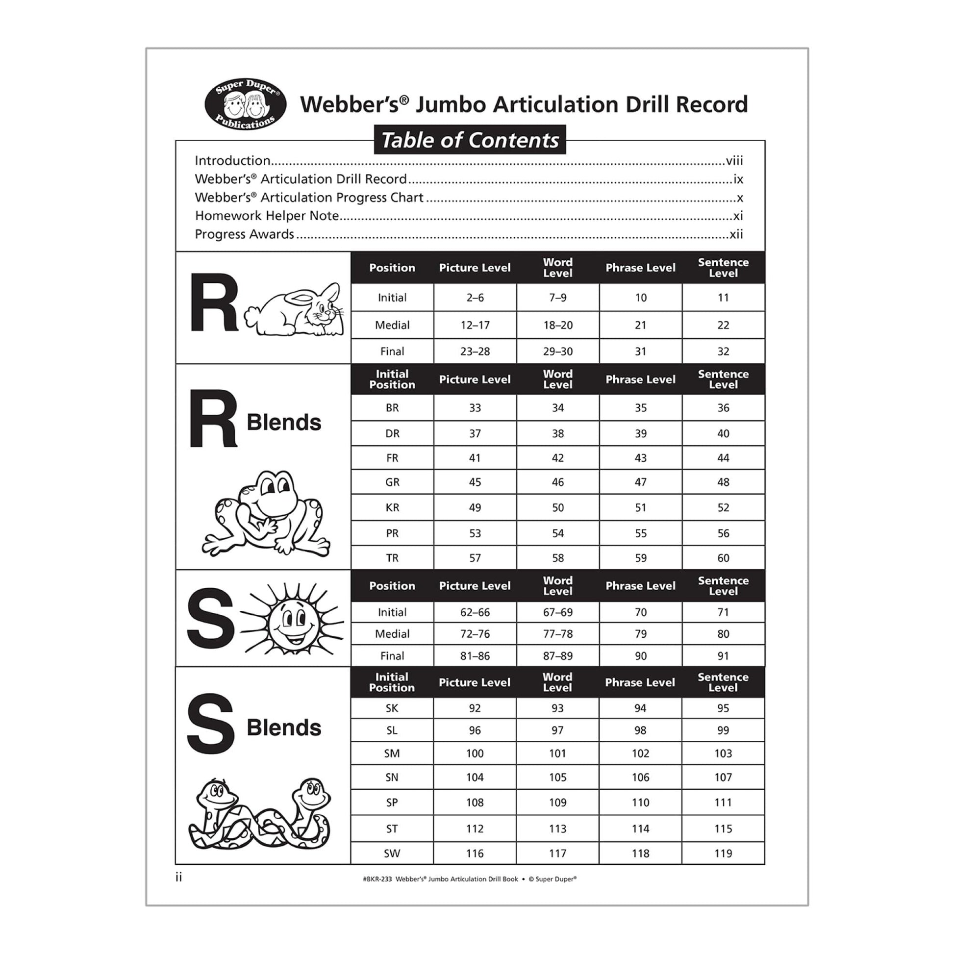 Webber's? Jumbo Articulation Drill Book: Reproducible drill sheets for target sounds in the initial, medial, and final positions of Words, Phrases, and Sentences! Includes hundreds of delightful pictures.