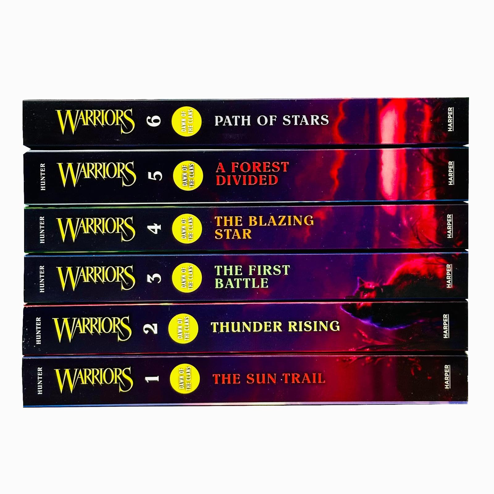 Warriors Cats Dawn of The Clans Prequel Book 1-6 Series 5 Books Collection Set By Erin Hunter(The Sun Trail, Thunder Rising, The First Battle, The Blazing Star, A Forest Divided & Path of Stars)