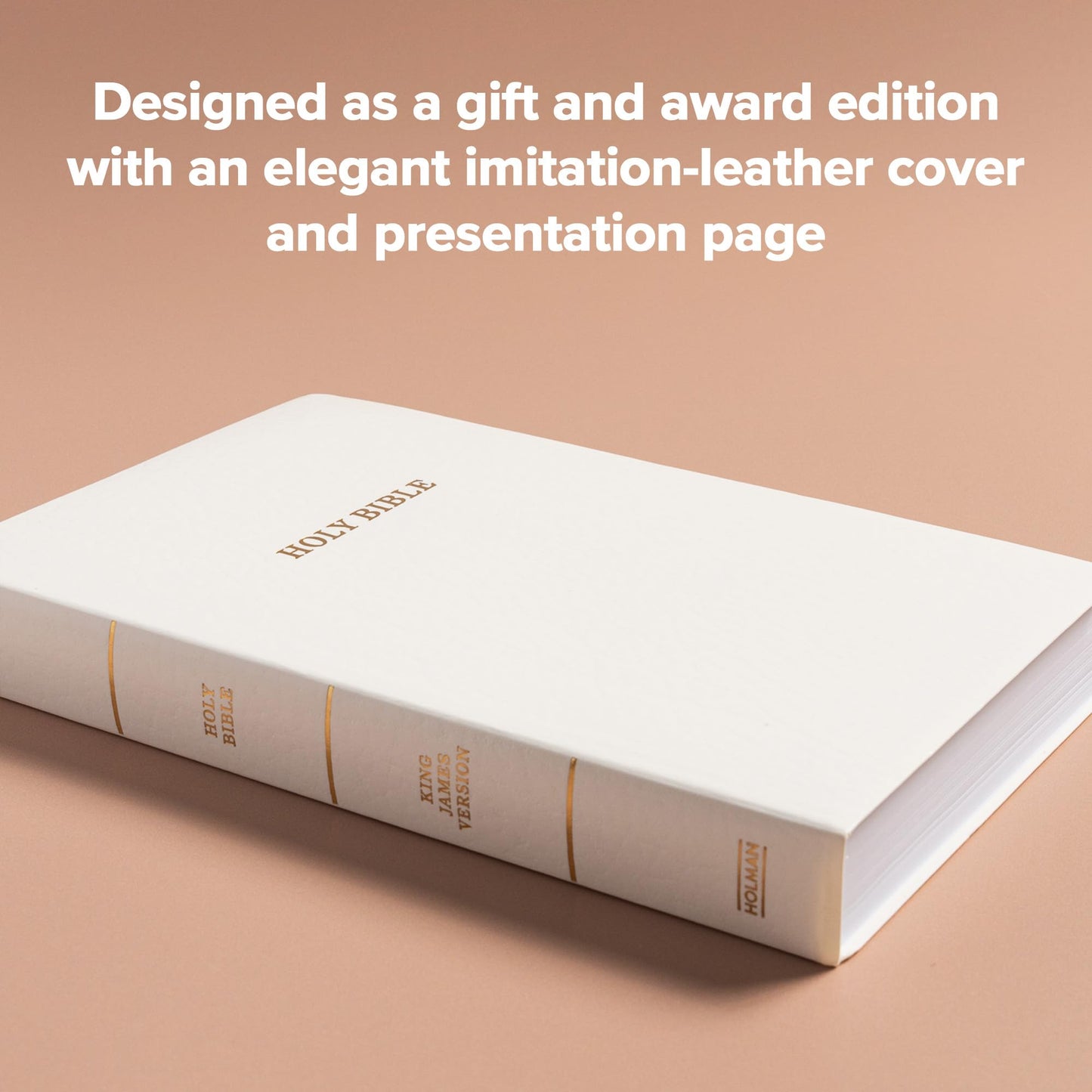 KJV Gift and Award Bible, White Imitation Leather, KJV Holy Bible, Red Letter, Pure Cambridge Text, Presentation Page, Ribbon Marker, Easy-to-Read Bible MCM Type