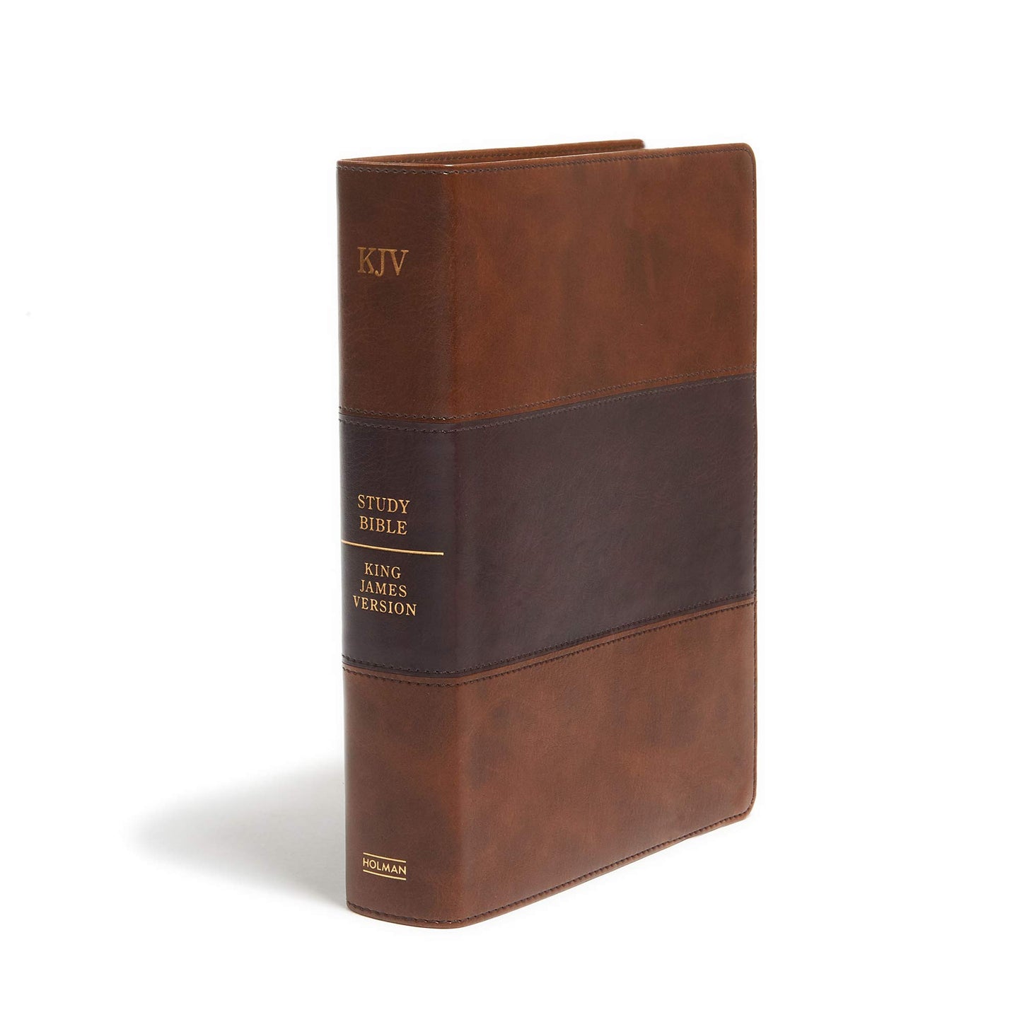 KJV Study Bible, Full-Color, Saddle Brown LeatherTouch, Red