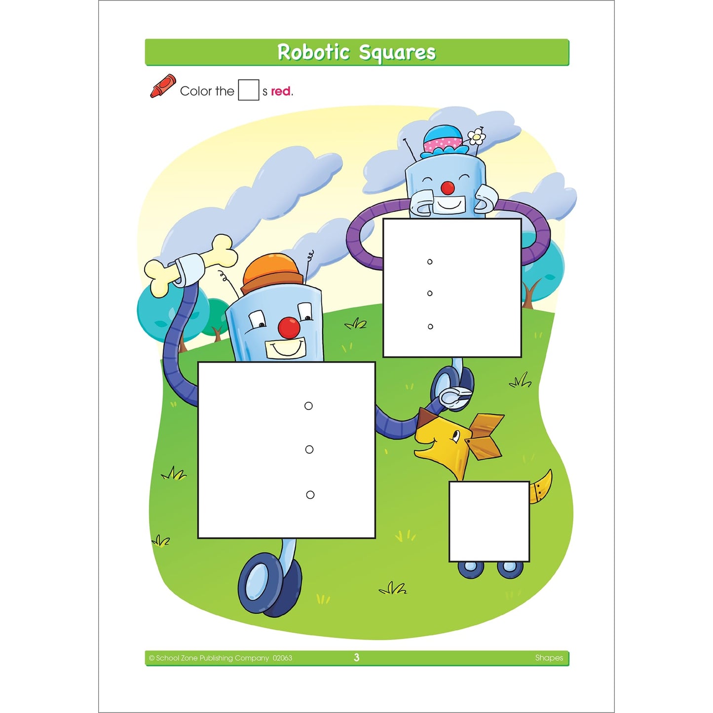 School Zone - Shapes Workbook - 32 Pages, Ages 3 to 5, Preschool to Kindergarten, Basic Shapes, Shape Names & Characteristics, Colors, Same or Different, and More (School Zone Get Ready! Book Series)