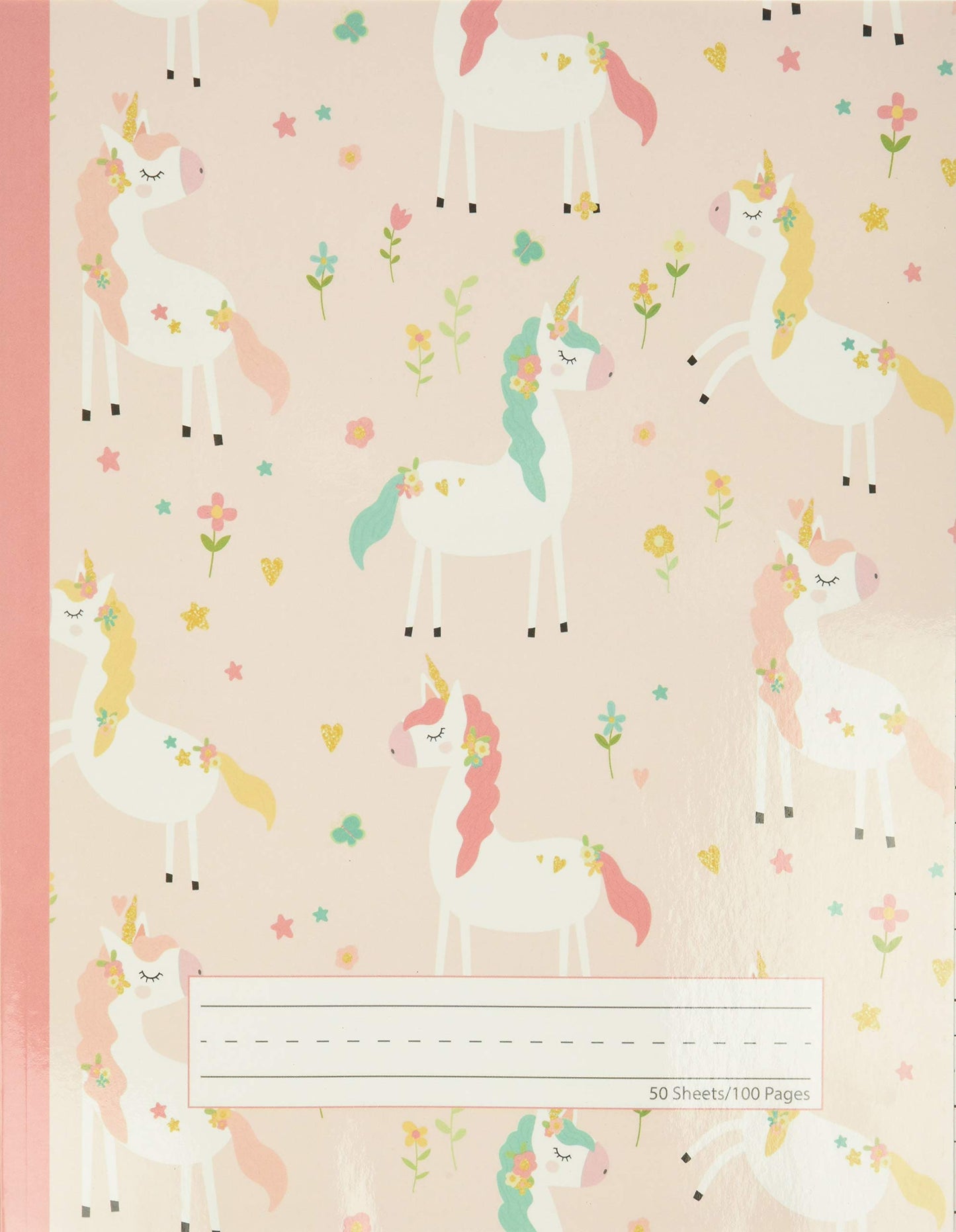 Unicorn Flowers - Primary Story Journal: Dotted Midline and Picture Space  Grades K-2 Composition School Exercise Book  100 Story Pages