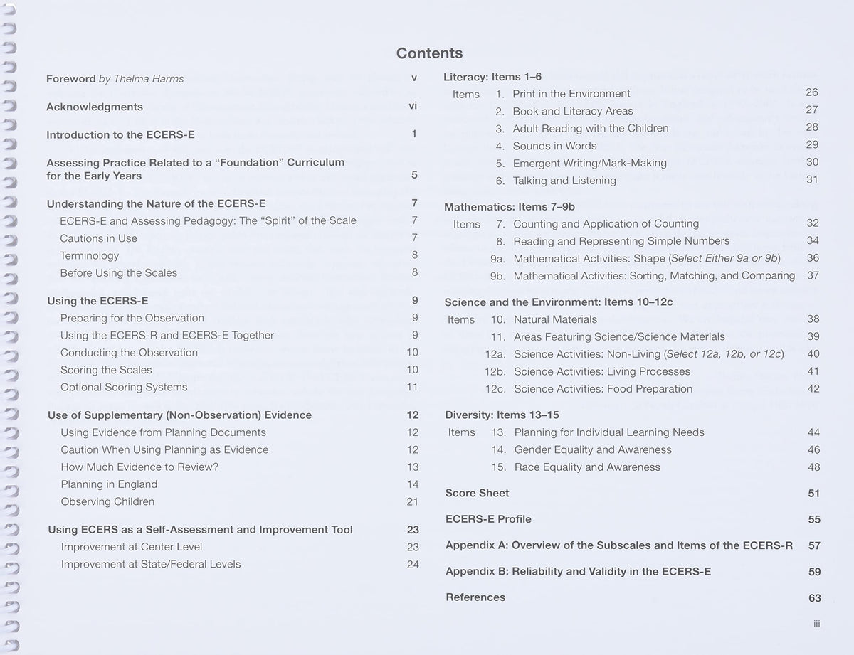 ECERS-E: The Four Curricular Subscales Extension to the Early Childhood Environment Rating Scale (ECERS-R) with Planning Notes