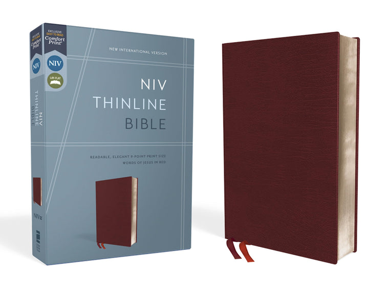 NIV Thinline Bible Bonded Leather Burgundy Red Letter