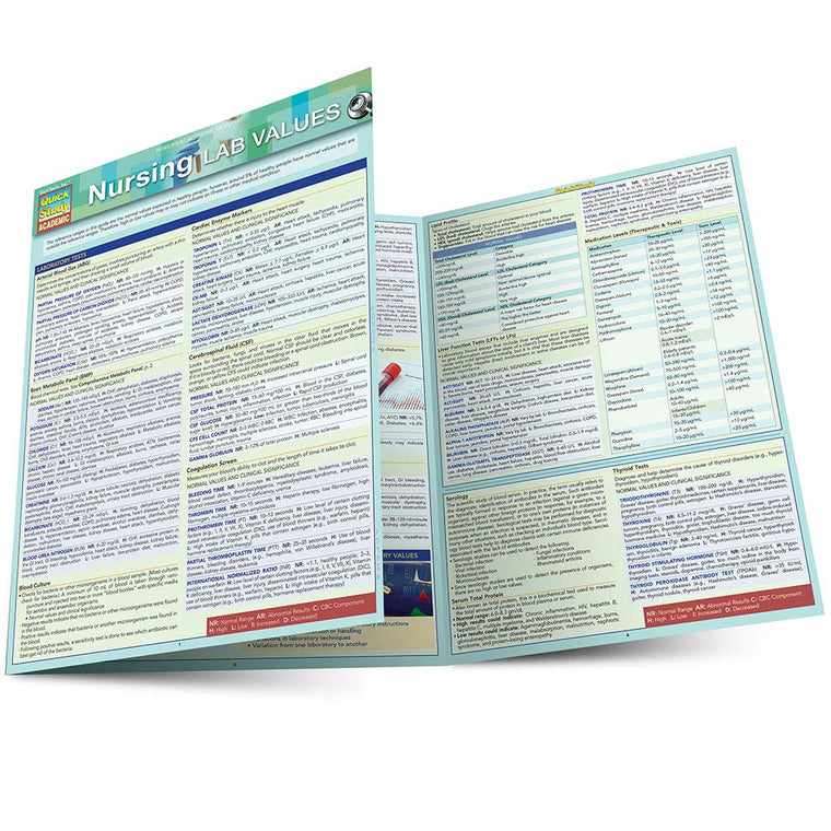 Nursing Lab Values QuickStudy Laminated 6-Page Reference Guide (QuickStudy Academic)