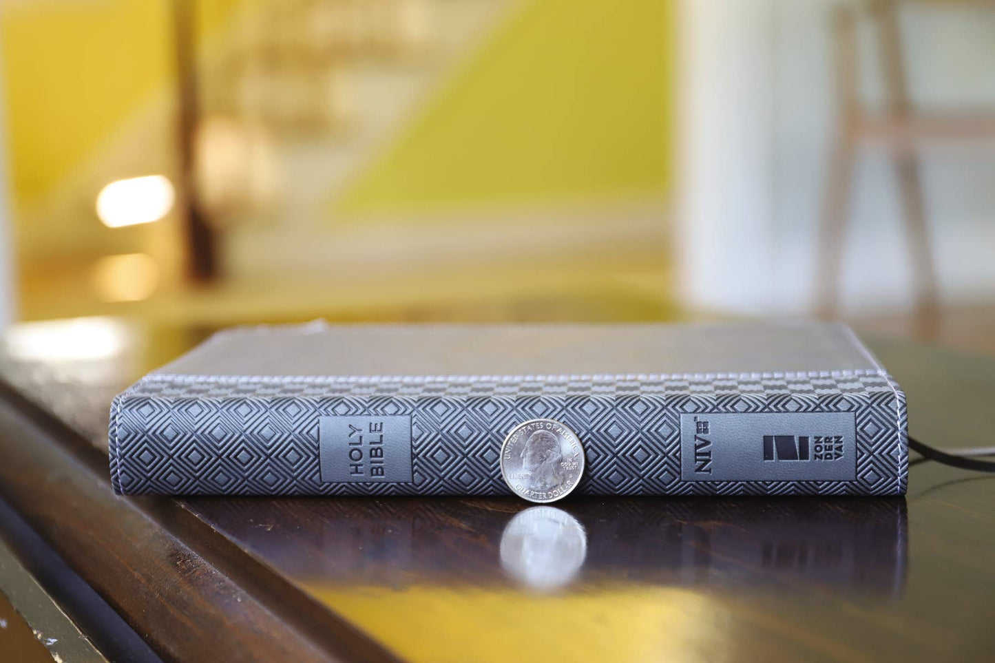 NIV, Thinline Reference Bible, Leathersoft, Gray, Red Letter