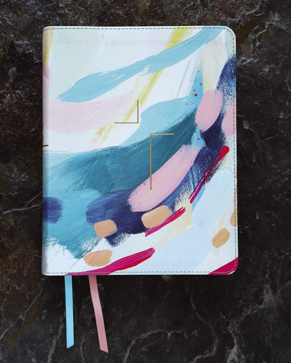The Jesus Bible Artist Edition, NIV, (With Thumb Tabs to Help Locate the Books of the Bible), Leathersoft, Multi-color/Teal, Thumb Indexed, Comfort Print