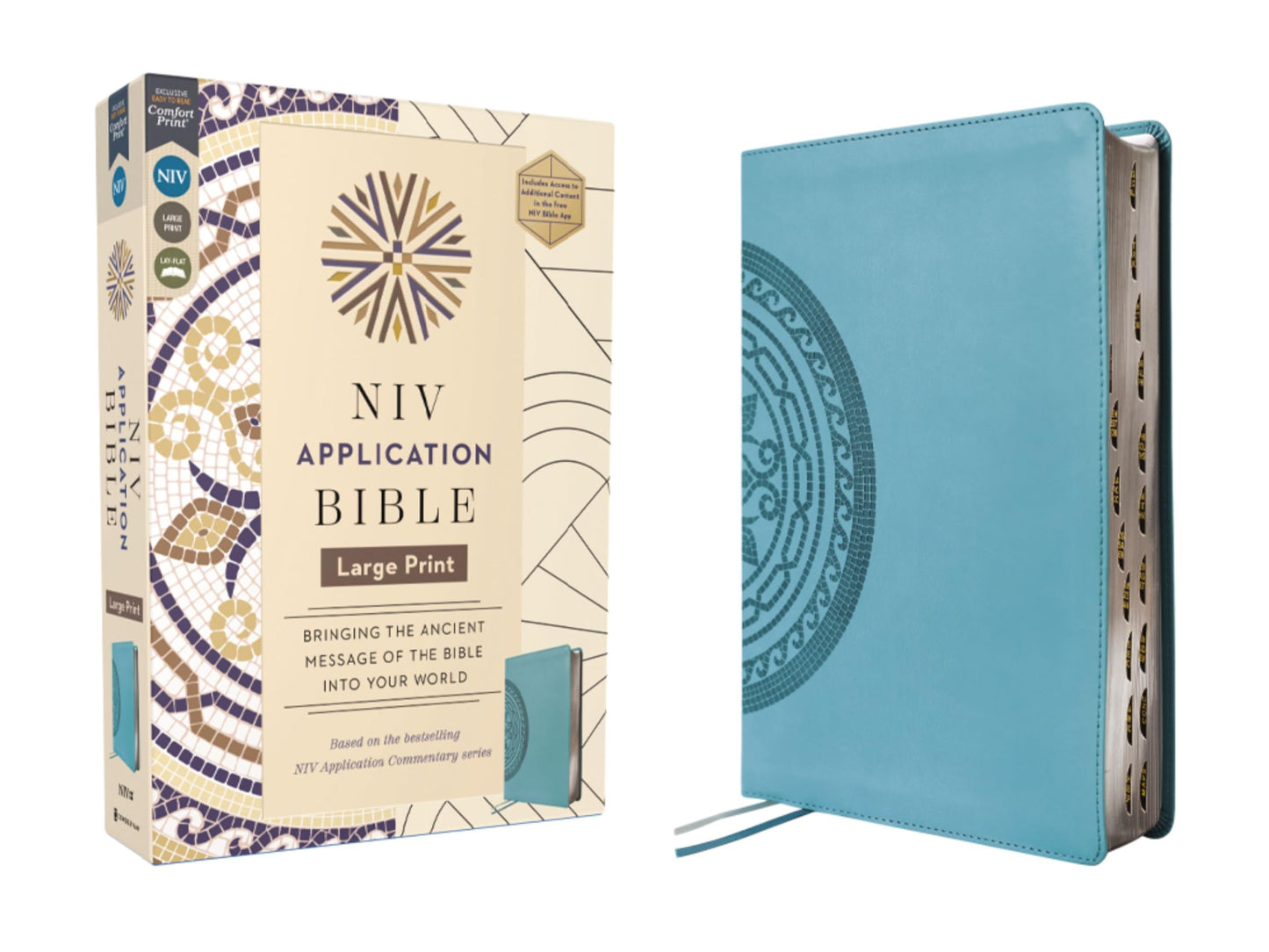 NIV Application Bible, Large Print, Leathersoft, Teal, Red Letter, Thumb Indexed, Comfort Print: Bringing the Ancient Message of the Bible into Your World (NIV Application Commentary Resources)