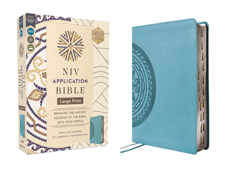 NIV Application Bible, Large Print, Leathersoft, Teal, Red Letter, Thumb Indexed, Comfort Print: Bringing the Ancient Message of the Bible into Your World (NIV Application Commentary Resources)