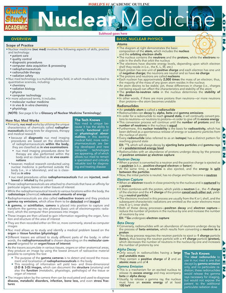 Nuclear Medicine: QuickStudy Laminated Reference Guide (Quick Study Academic)